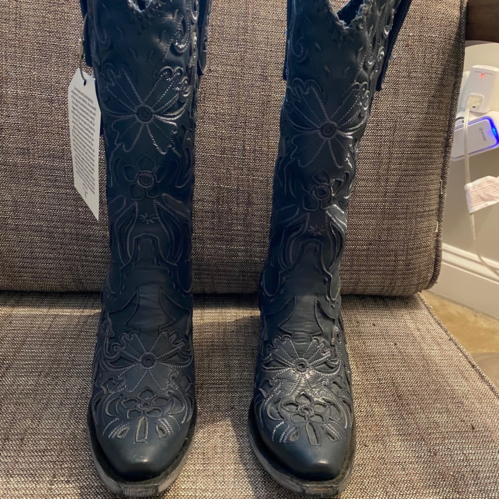 Brand New Lane Navy Western Boots Size 6